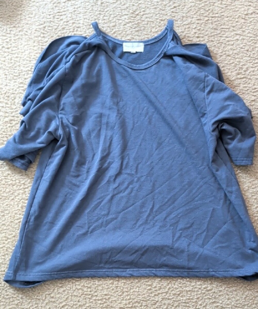 Casual Slate Blue Women’s Short Sleeve Tee Dress - Picture 2 of 5
